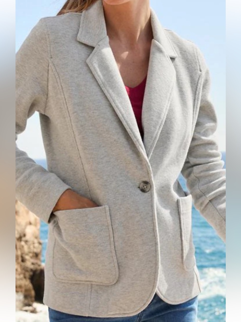Tommy Bahama Aruba Casual Light Gray Knit One-Button Blazer Sz XL